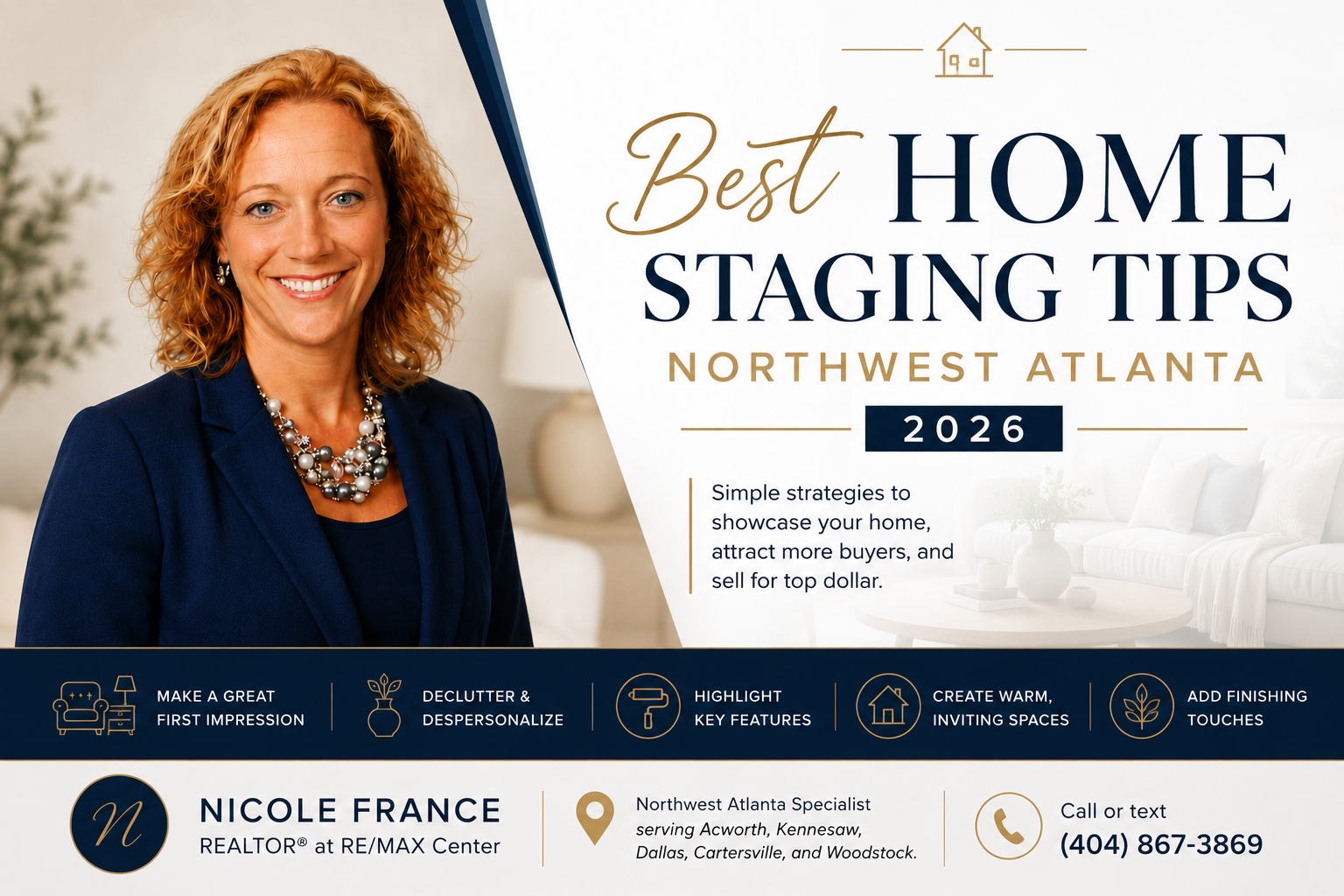 Home staging tips Northwest Atlanta - staged living room