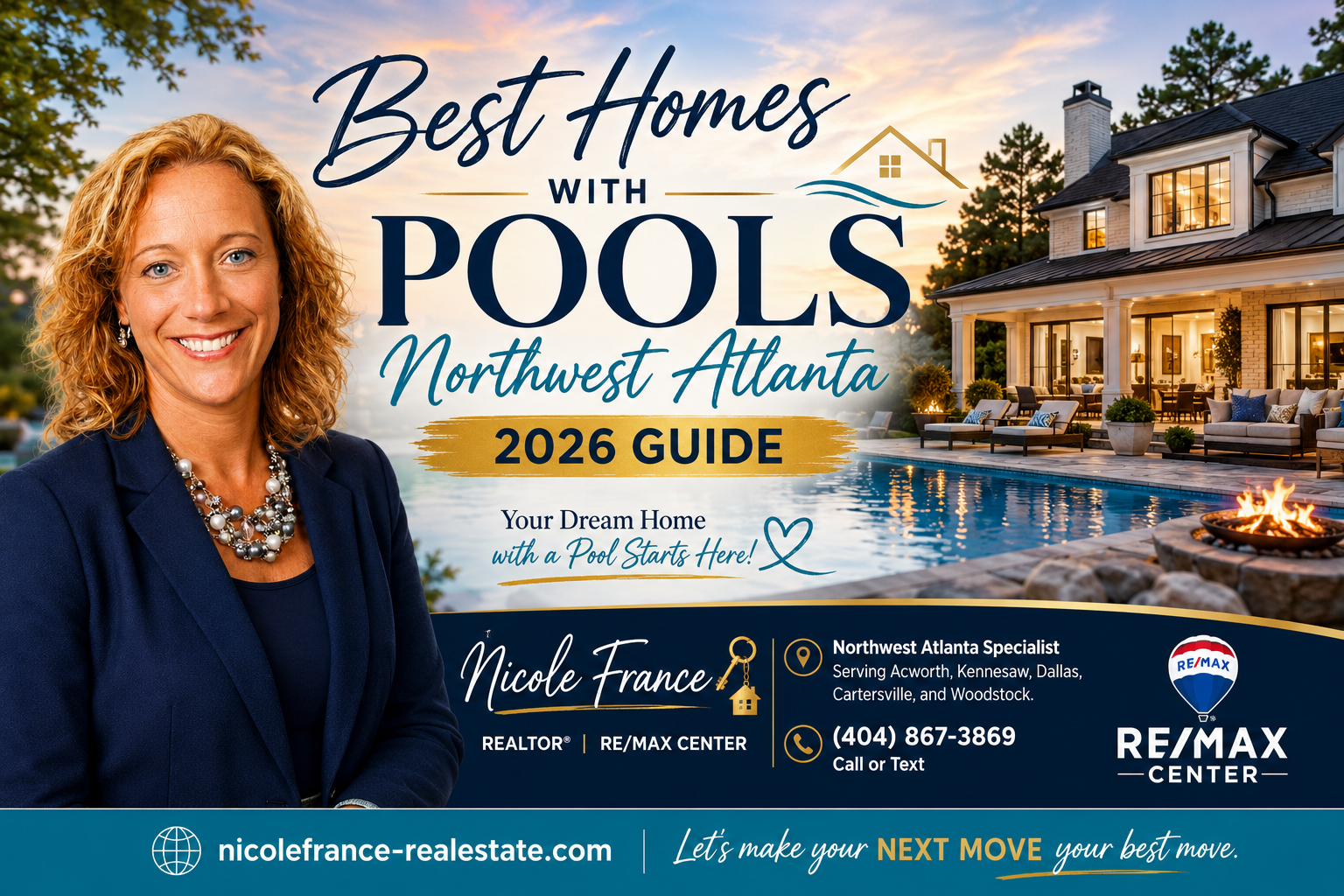 Homes with pools Northwest Atlanta - backyard pool with patio