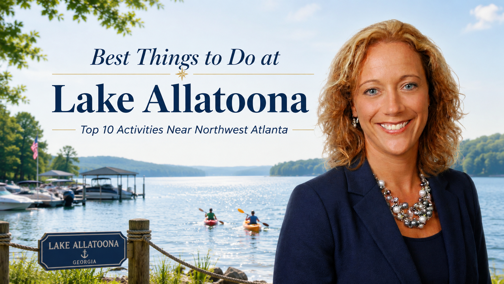 Lake Allatoona Georgia shoreline with boats and Red Top Mountain State Park in background