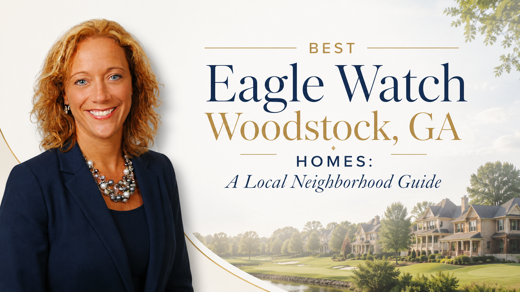Tree-lined street of Eagle Watch Woodstock GA homes community
